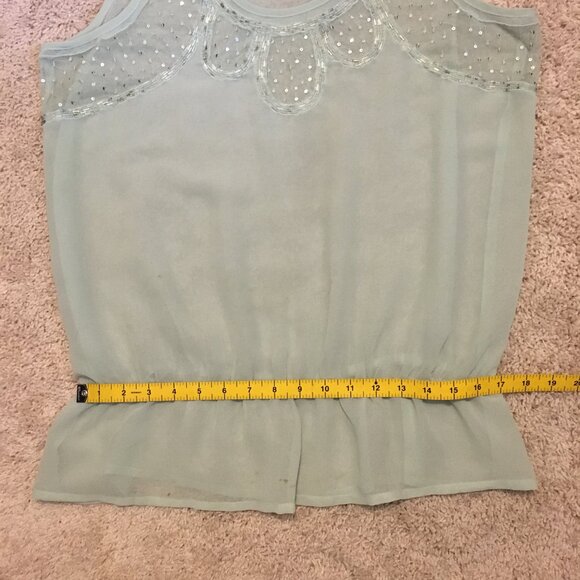 Seafoam Green Sheer Sequin and Bead Mermaidcore Tank Top - Picture 12 of 13